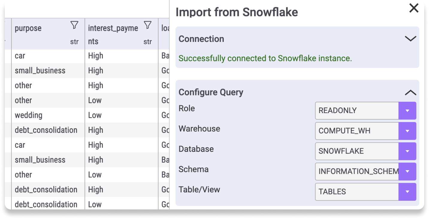 Snowflake Query Taskpane